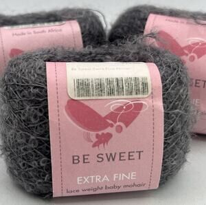 Lot 3 Be Sweet Lace Weight Baby Mohair Dark Grey Yarn 25 g 230 yds